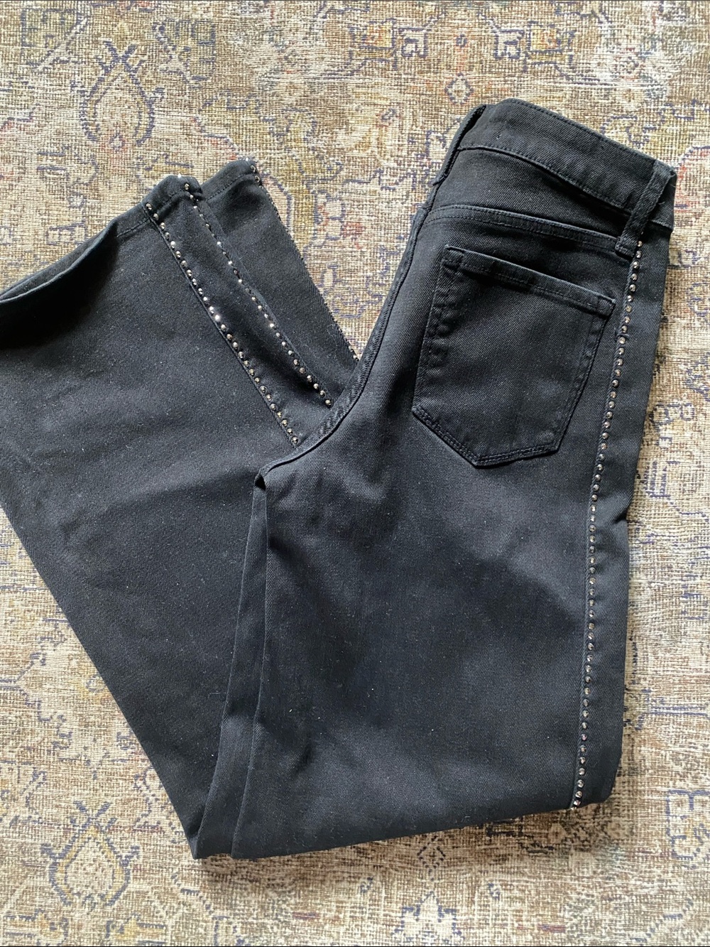 VERVET BY FLYING MONKEY Black Straight-Leg Jeans with Side Stud Detail